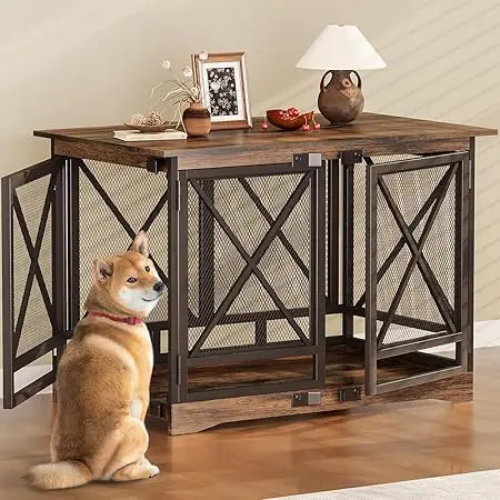 Hign-concerned Heavy Duty Dog Crate Furniture With Doors