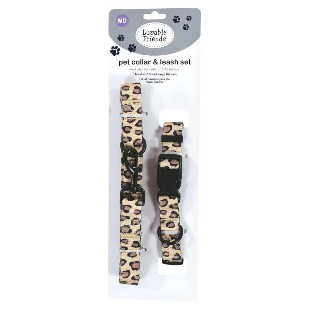DUTRIEUX Adjustable Pet Collar and Leash for Dogs and Cats