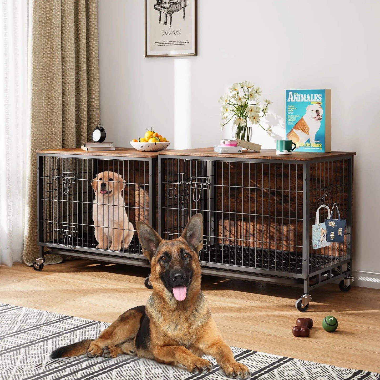 HiMISS Heavy Duty Metal Dog Crate Indoor Outdoor Kennel