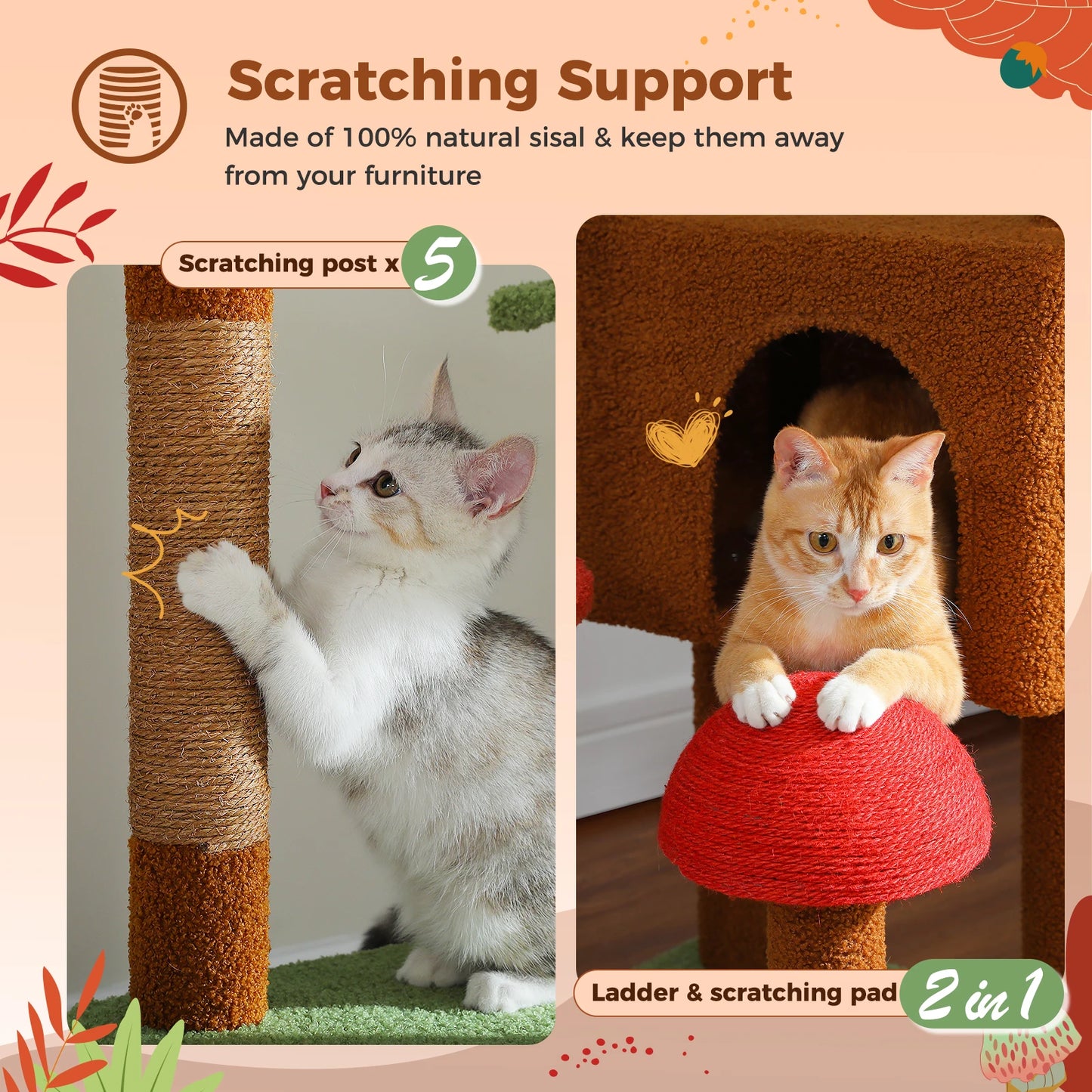 PETEPELACN Cat Tree Floor to Ceiling Tower Hammock Pro