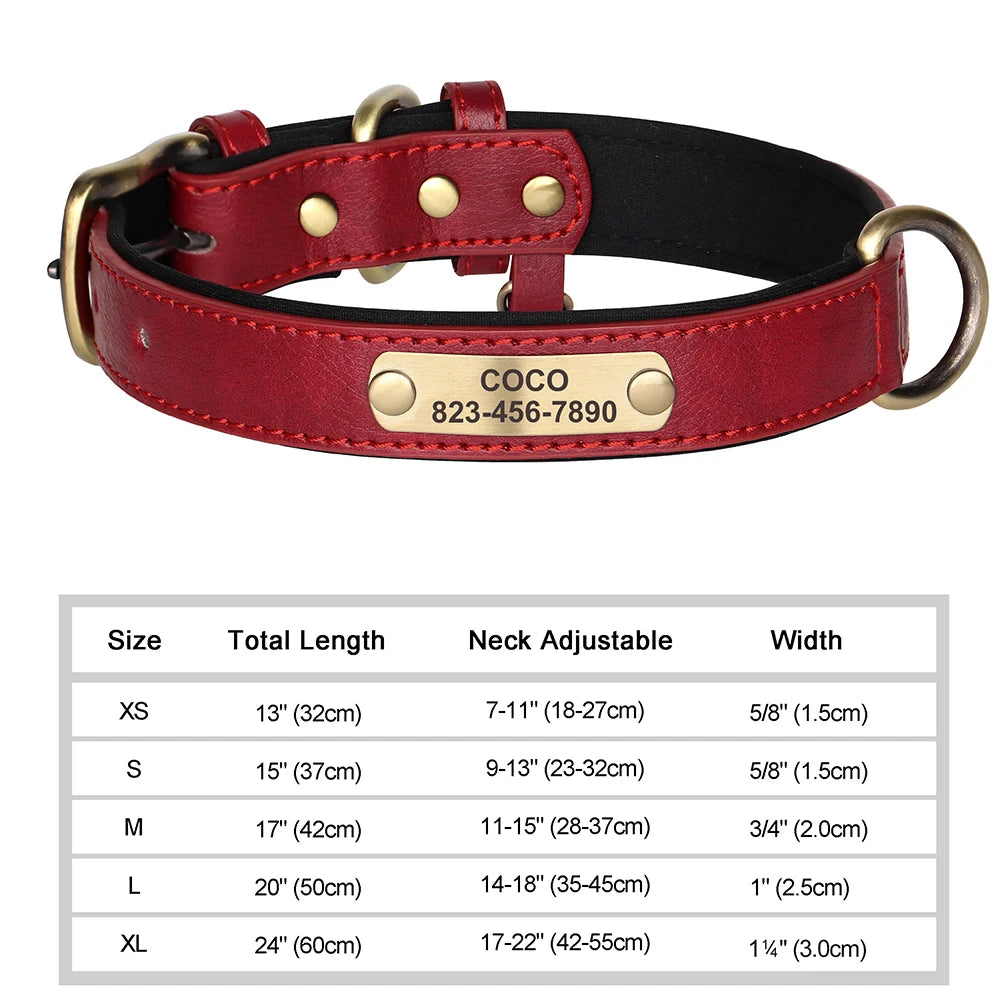 Pet Artist Personalized Engraved PU Leather Dog Collar