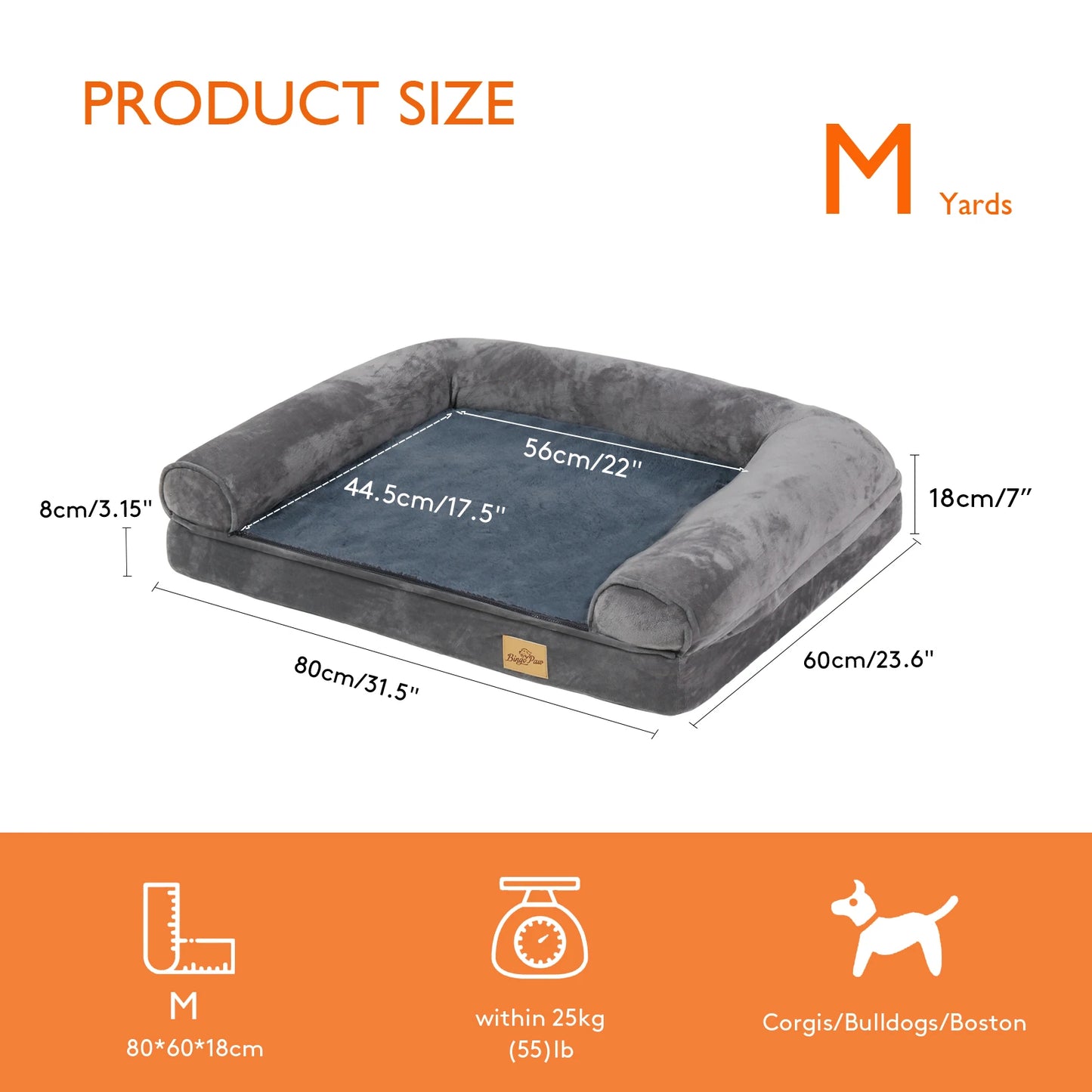 Bingopaw Orthopedic Dog Bed Removable Cover Cushion