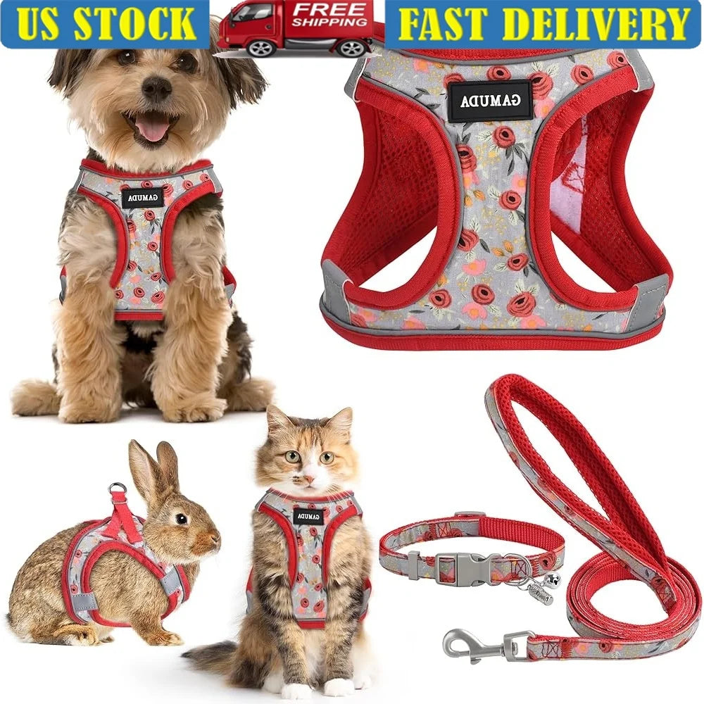 Fujian Adjustable Dog Harness Leash Set Reflective Vest