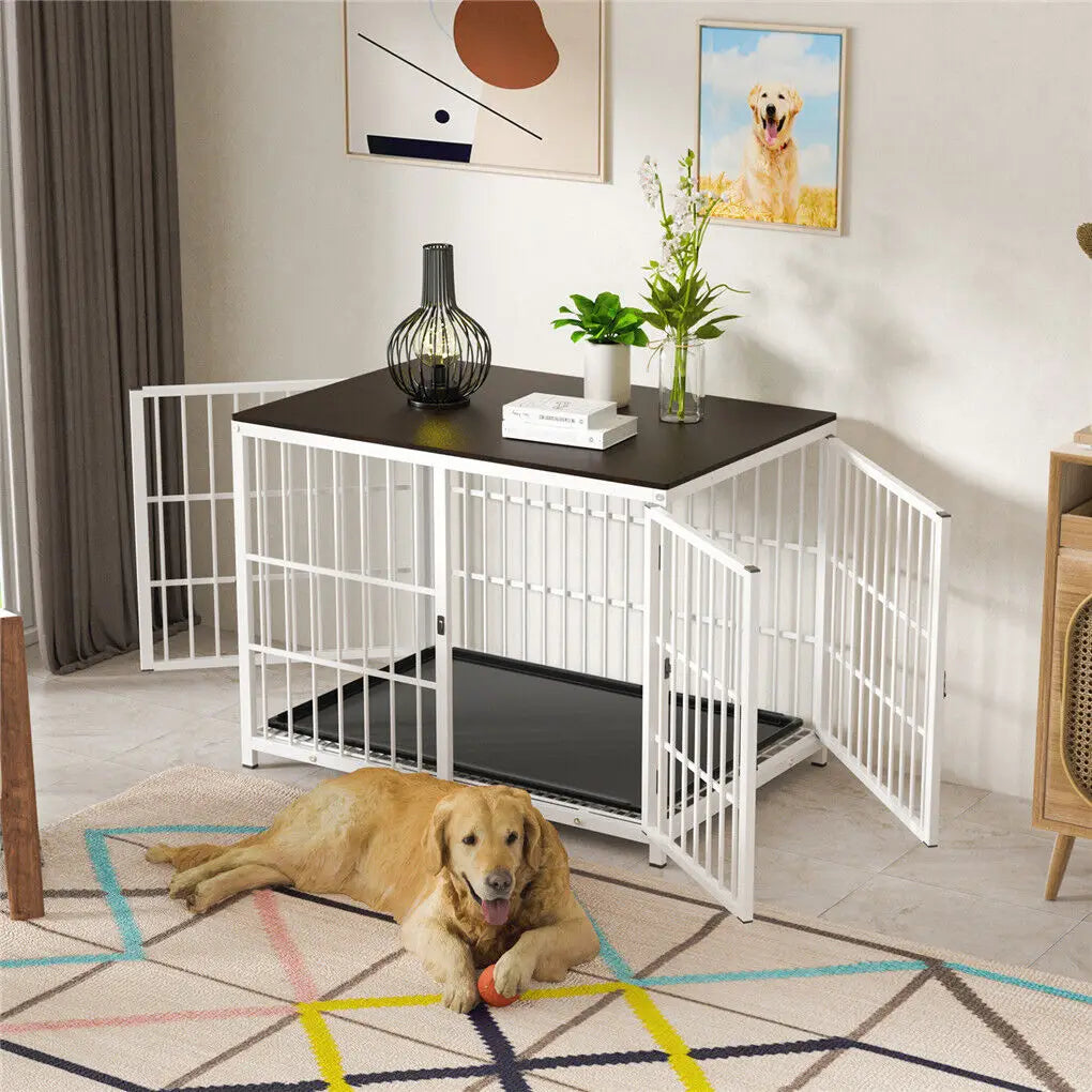 BINGOPAW Heavy Duty Dog Kennel End Table Crate With Doors