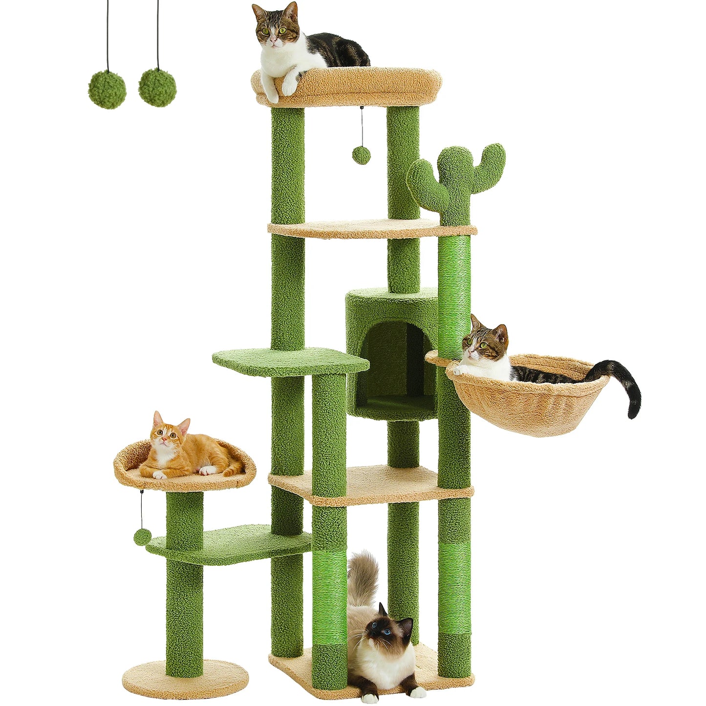 PETEPELACN Cactus Tall Cat Tree Multi Level Cat Tower