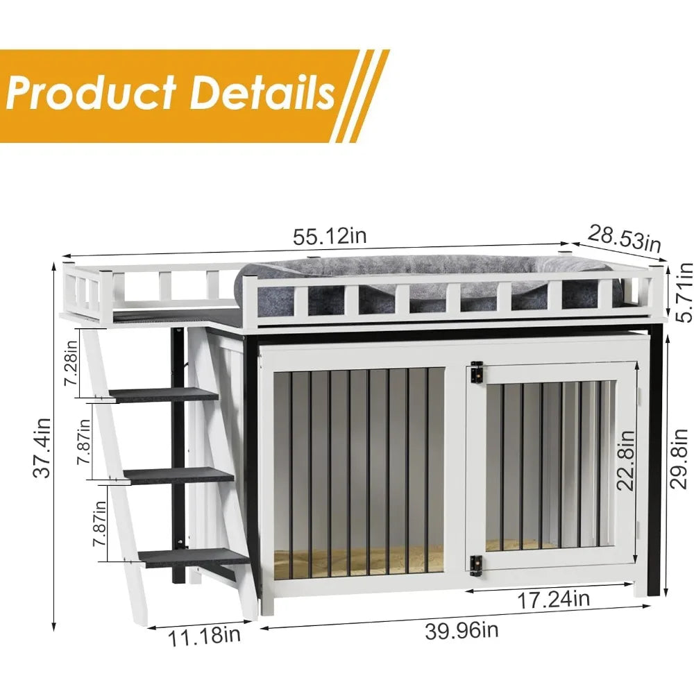 Hign-concerned Loft Style Dog Crate Furniture Double Doors