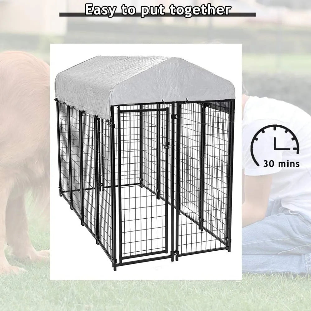 MKDKH Outdoor Dog Kennel With Roof And Waterproof UV Cover