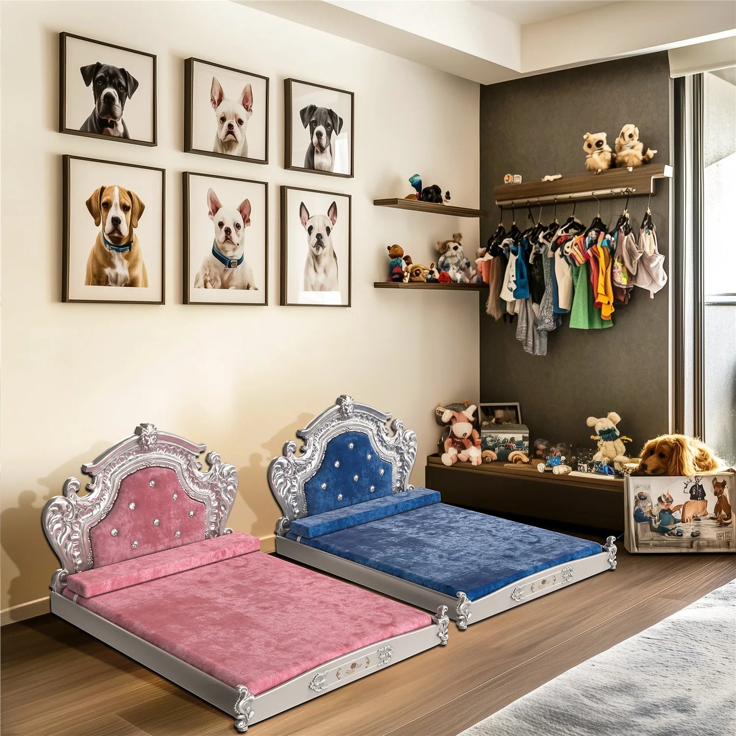 Bingopaw Dutch Velvet Luxury Pet Bed With Headboard
