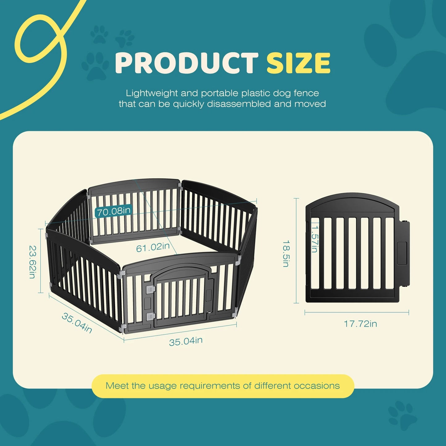 JHK Plastic Dog Playpen Durable Indoor Outdoor Fence