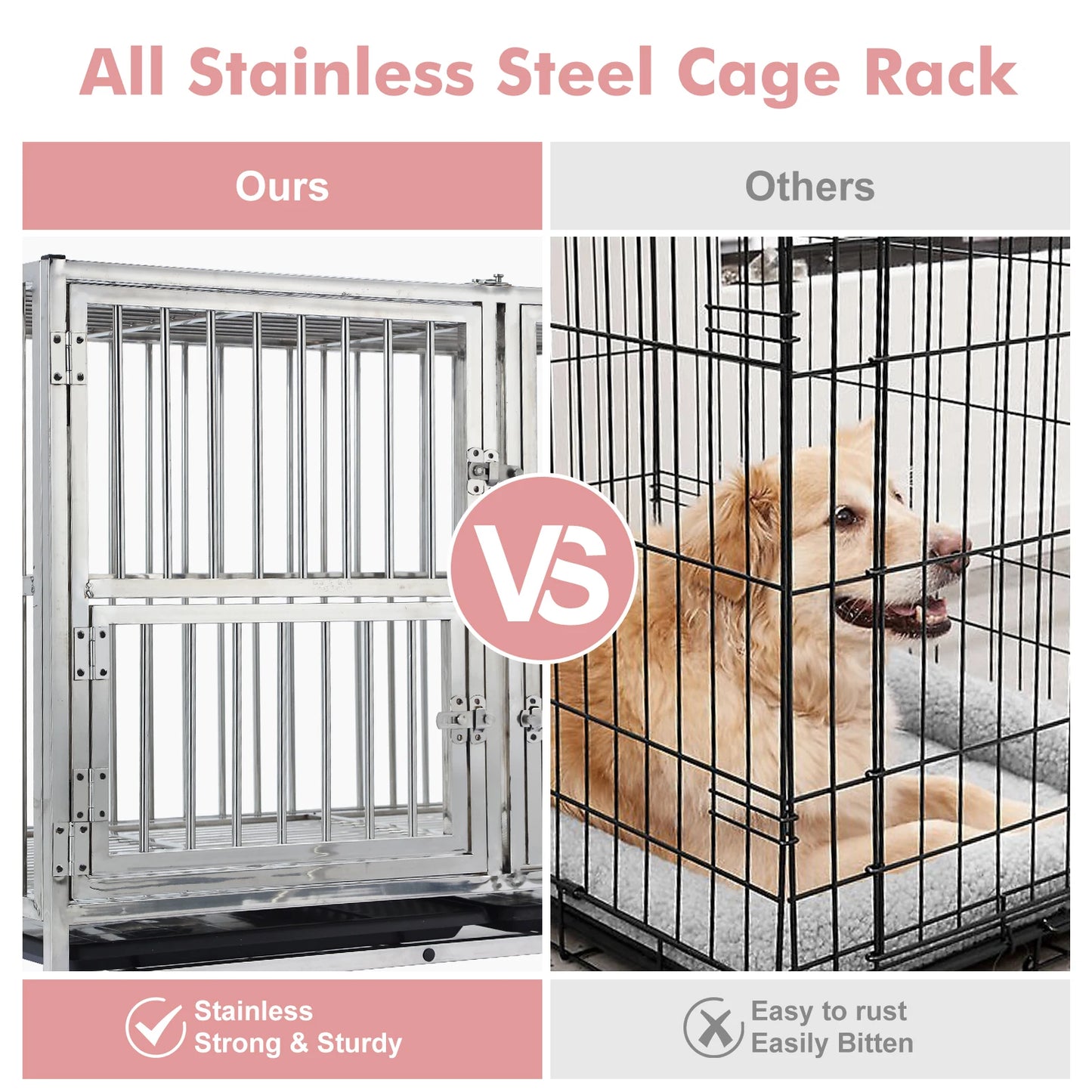 DishyKooker Stainless Steel Heavy Duty Dog Crate Wheels