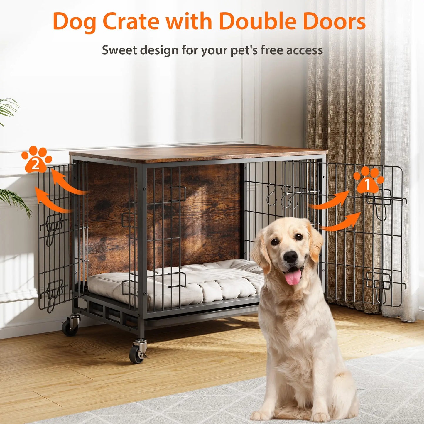 HiMISS Heavy Duty Metal Dog Crate Indoor Outdoor Kennel