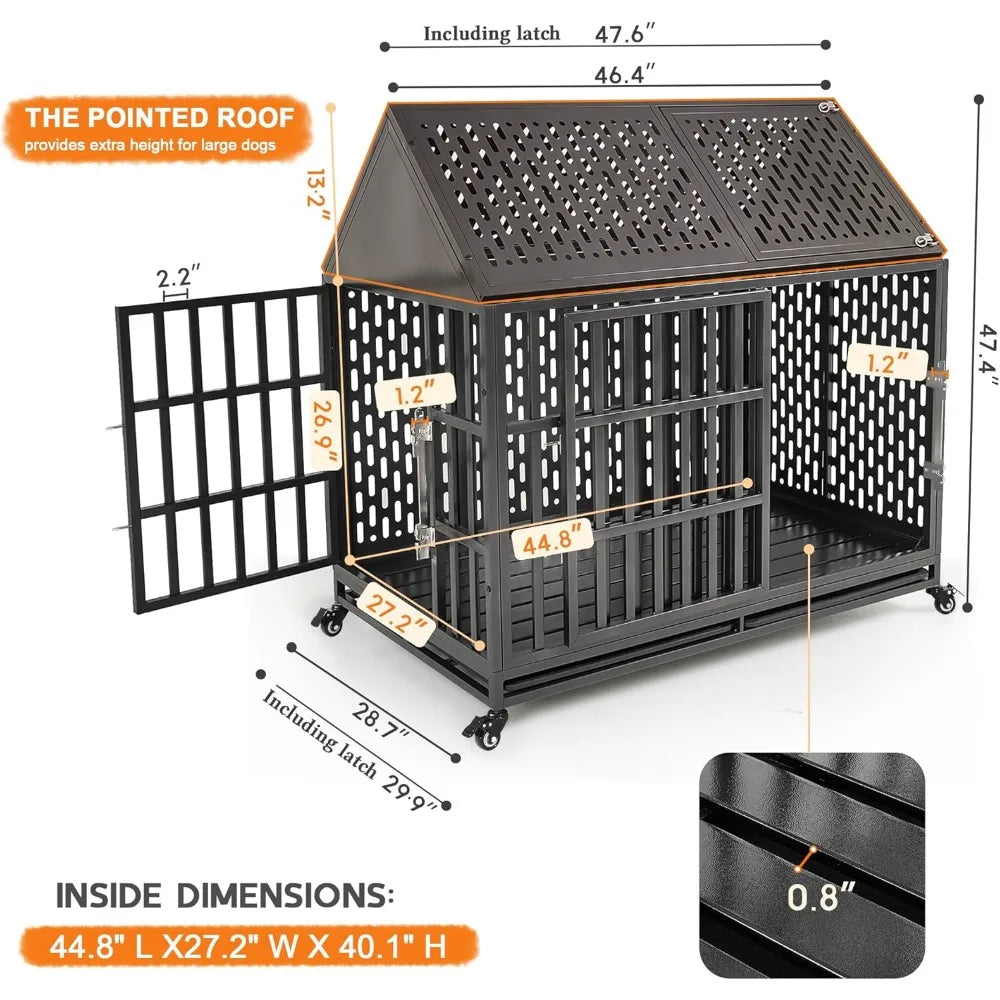 Hign-concerned Heavy Duty Dog Crate With Self Locking Latch