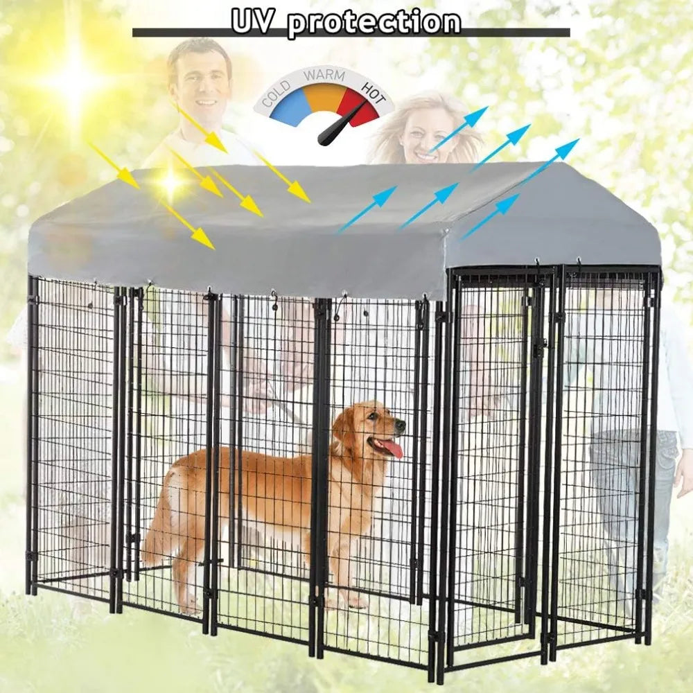 MKDKH Outdoor Dog Kennel With Roof And Waterproof UV Cover