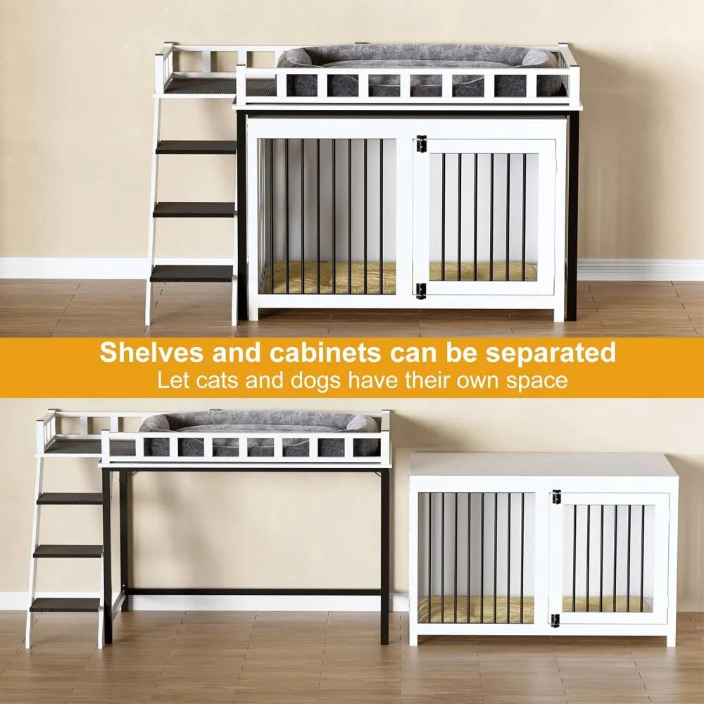 Hign-concerned Loft Style Dog Crate Furniture Double Doors