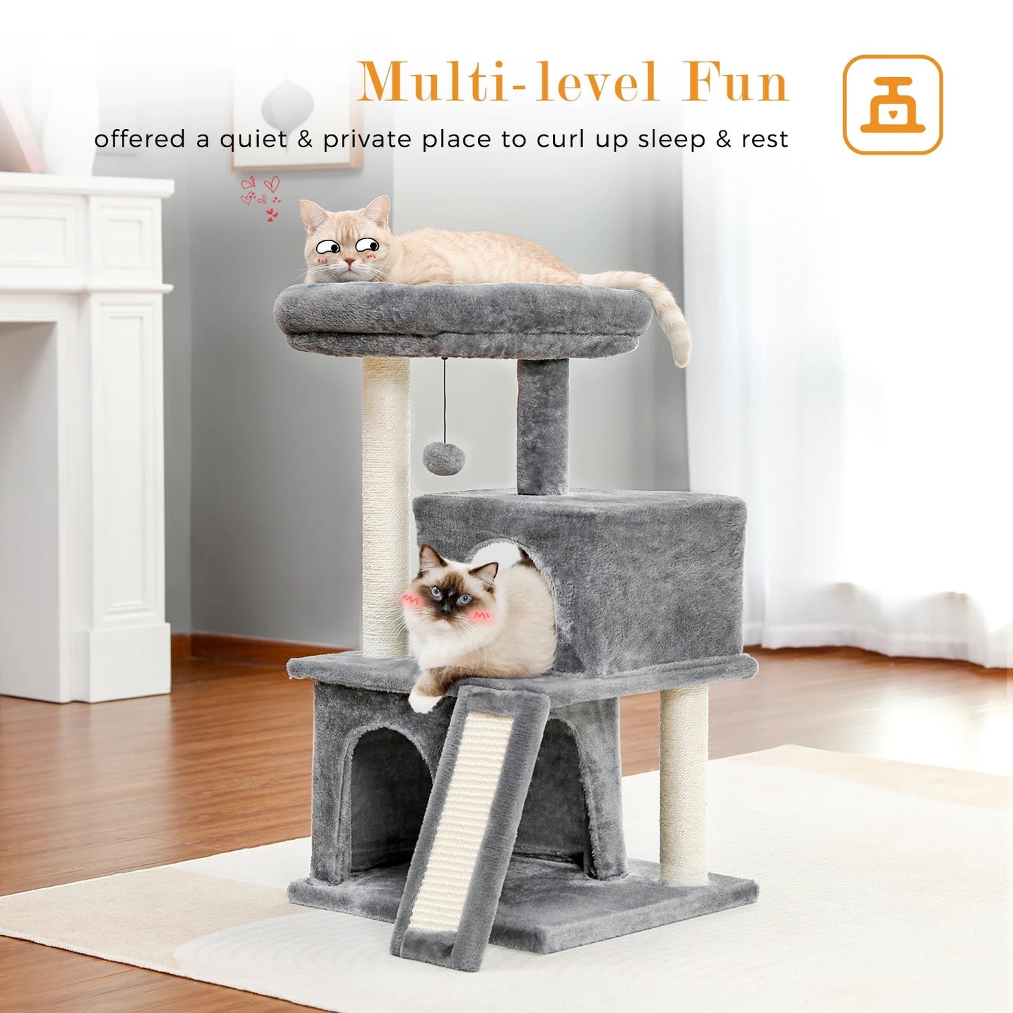 Speedy Pet Wooden Cat Tower With Condos And Scratching Posts
