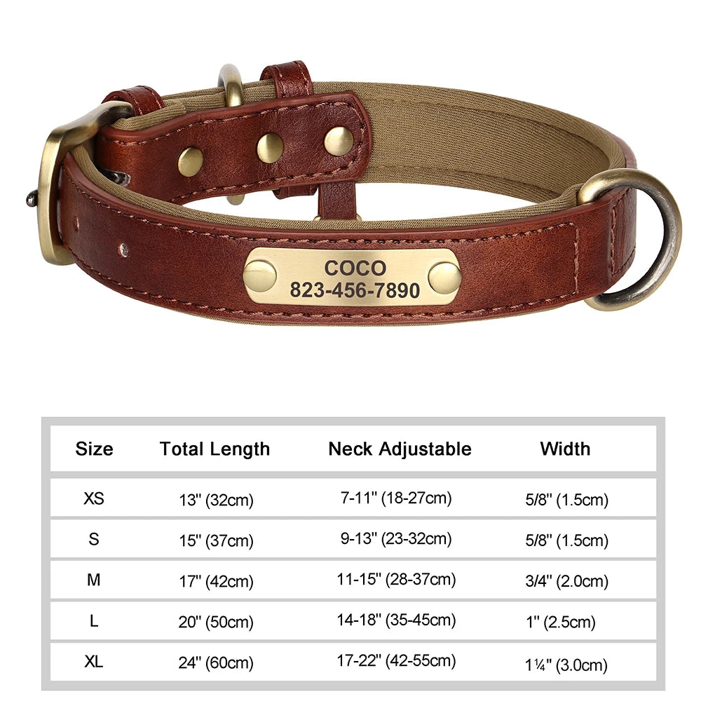 Pet Artist Personalized Engraved PU Leather Dog Collar
