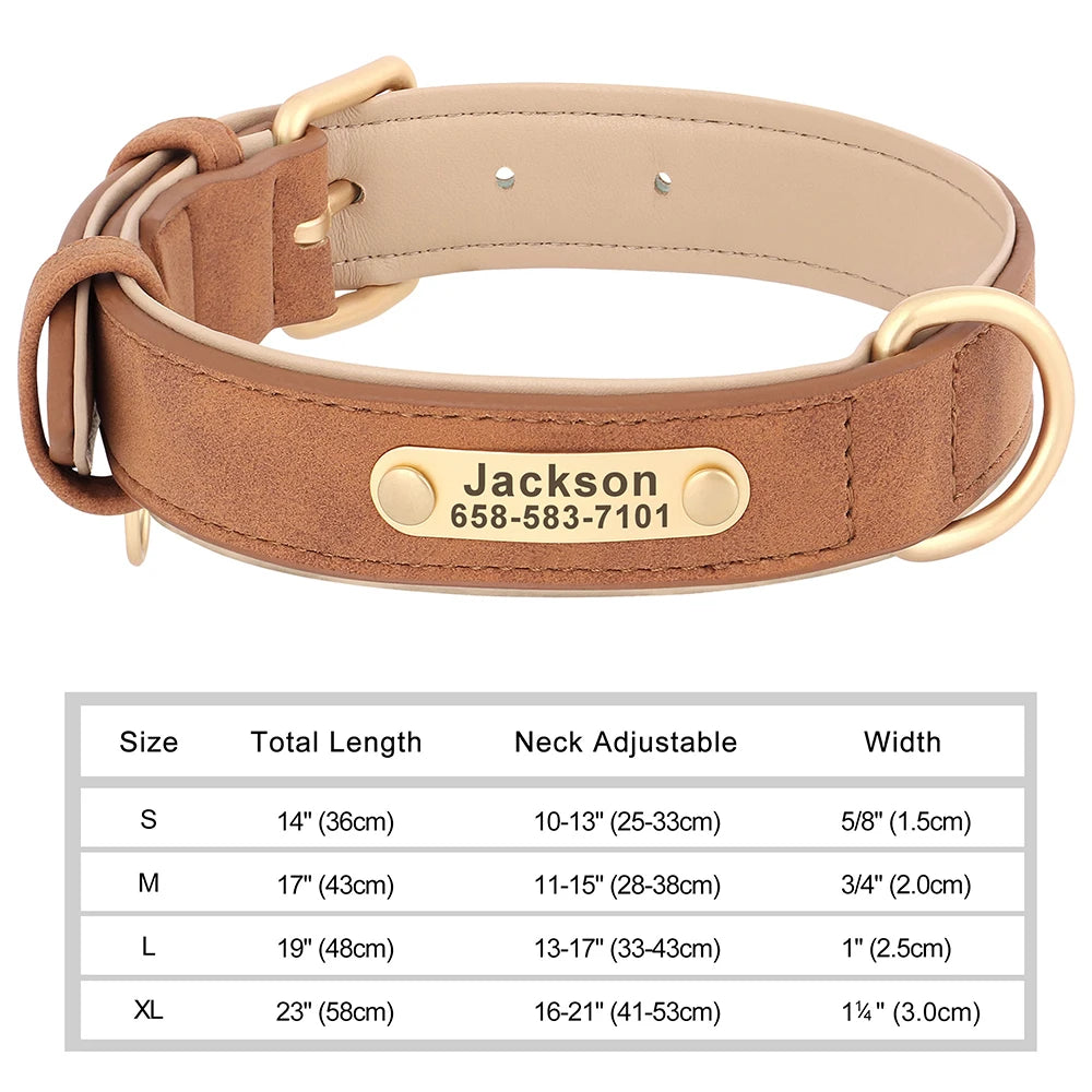 Pet Artist Personalized Engraved PU Leather Dog Collar