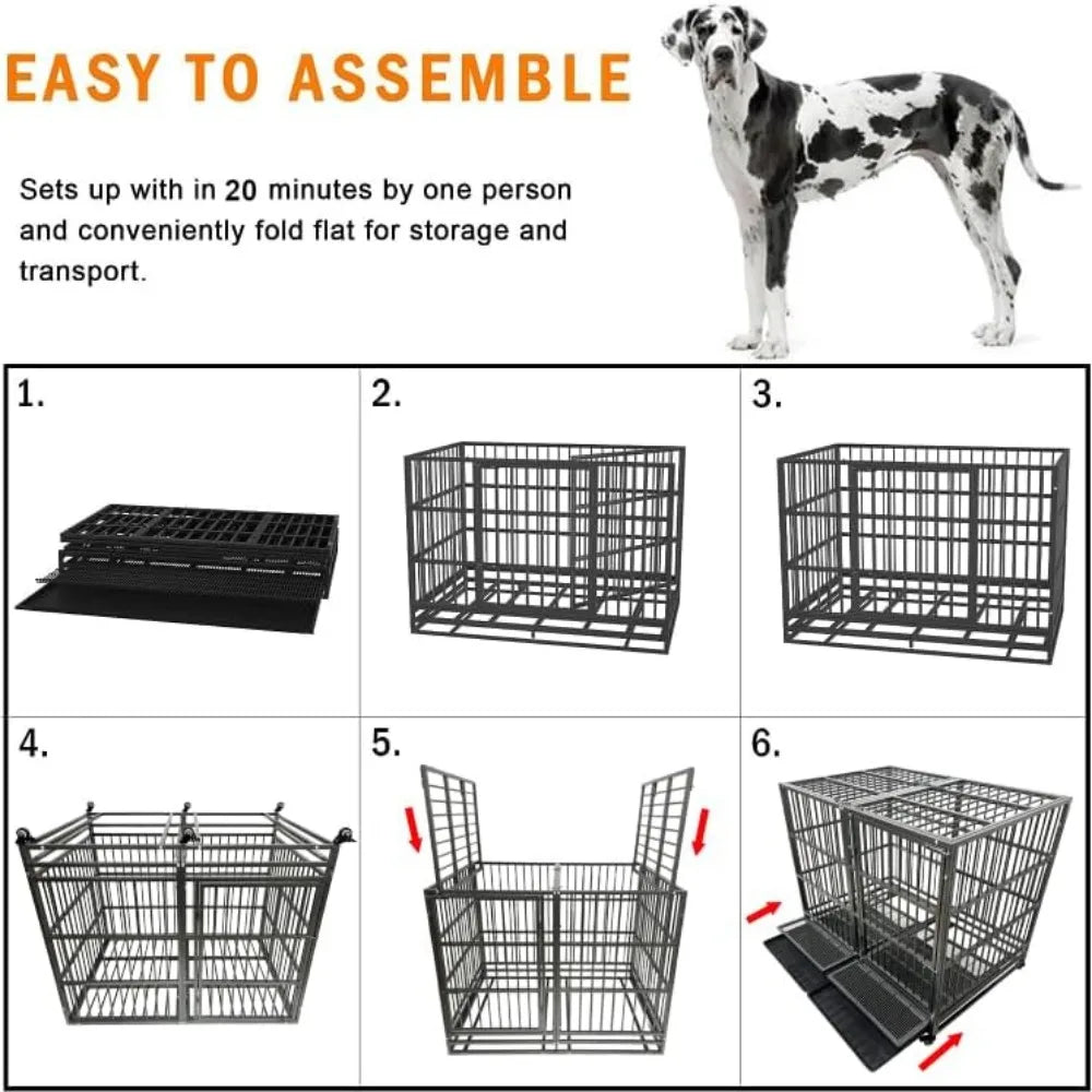 Hign Concerned Heavy Duty Dog Crate With Wheels Secure