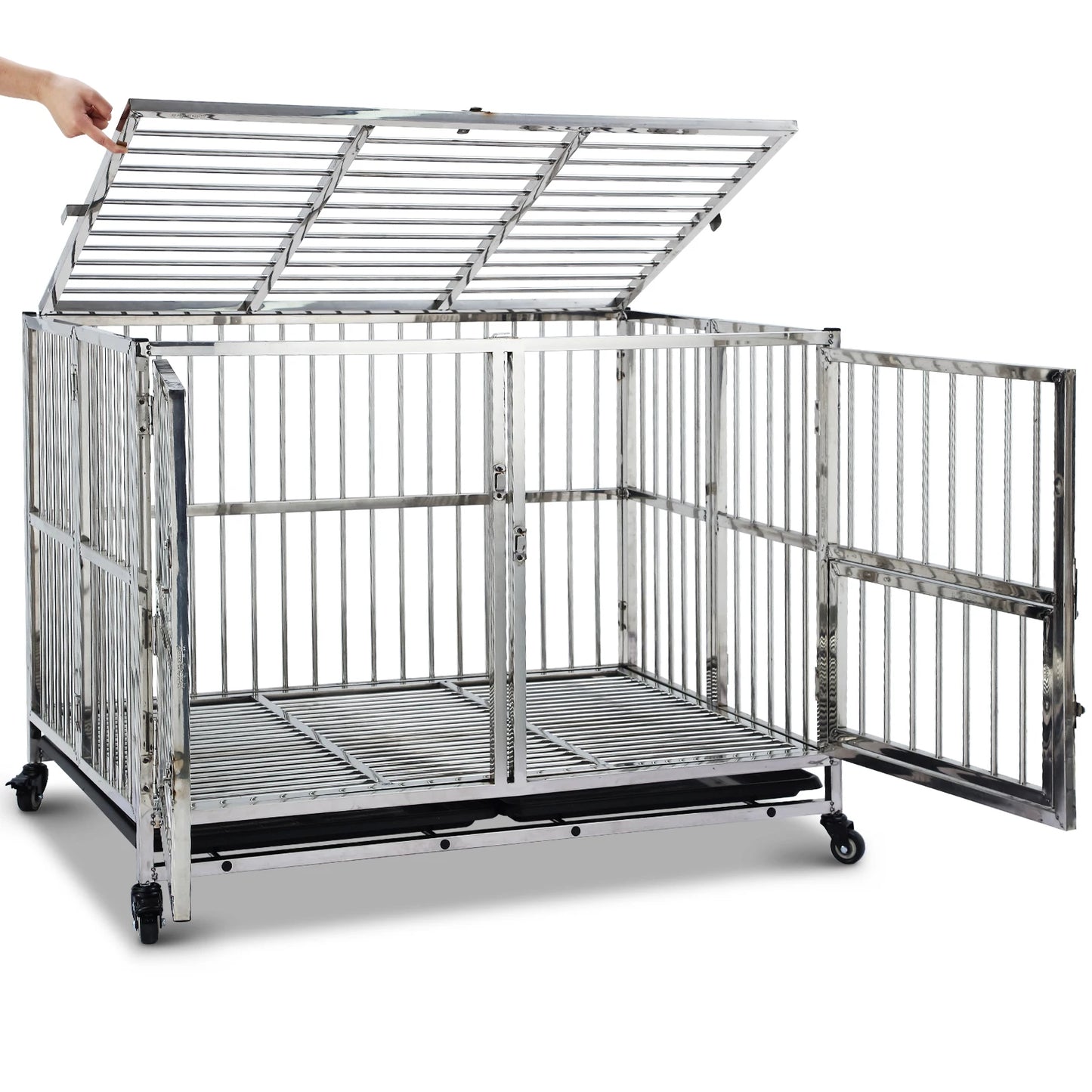 DishyKooker Stainless Steel Heavy Duty Dog Crate Wheels