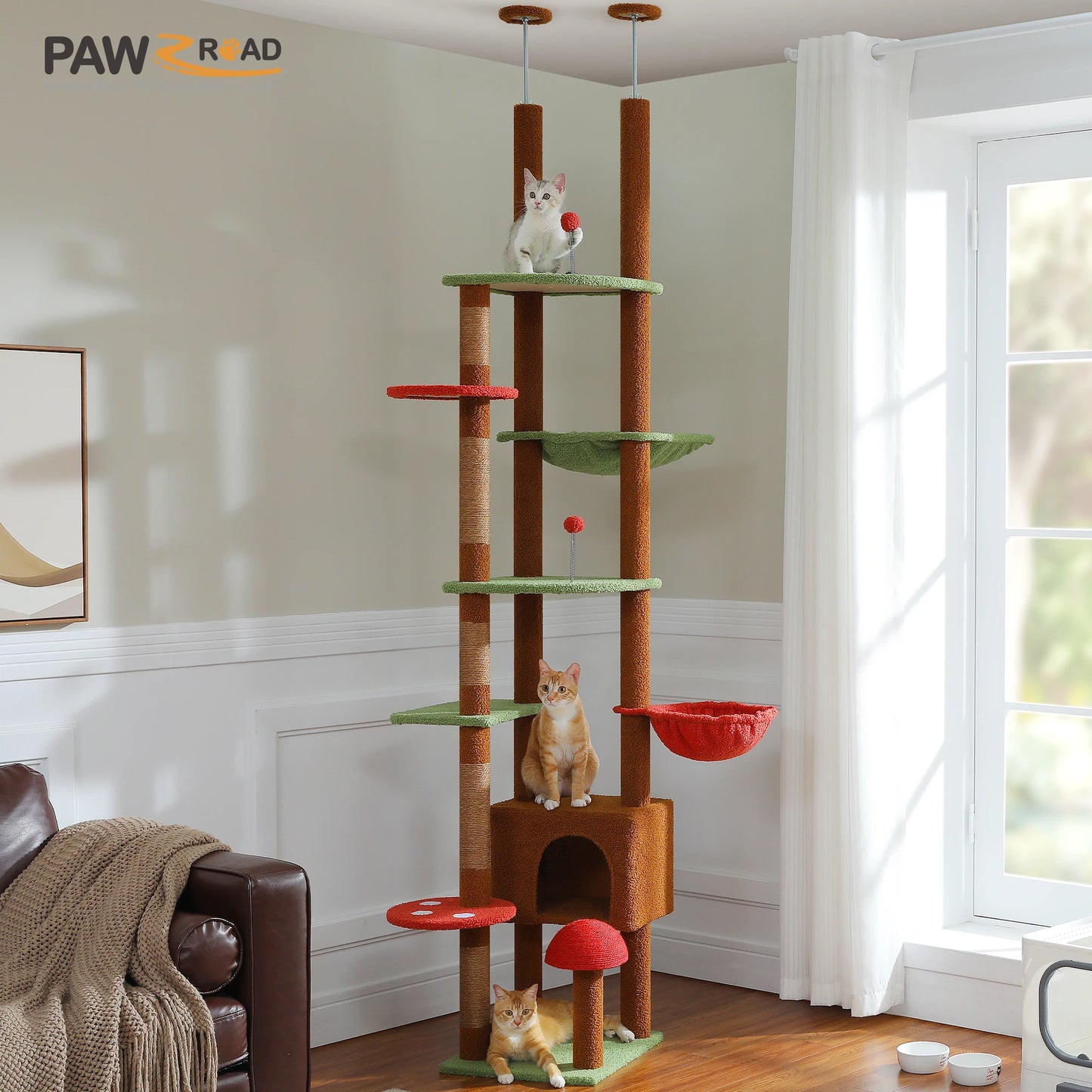 PETEPELACN Cat Tree Floor to Ceiling Tower Hammock Pro