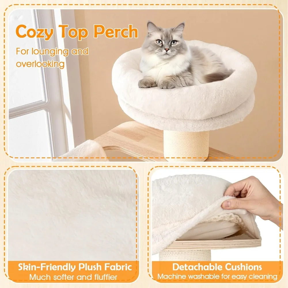 RBXCBreed Wood Cat Tree Modern Multi Tier Scratching Posts