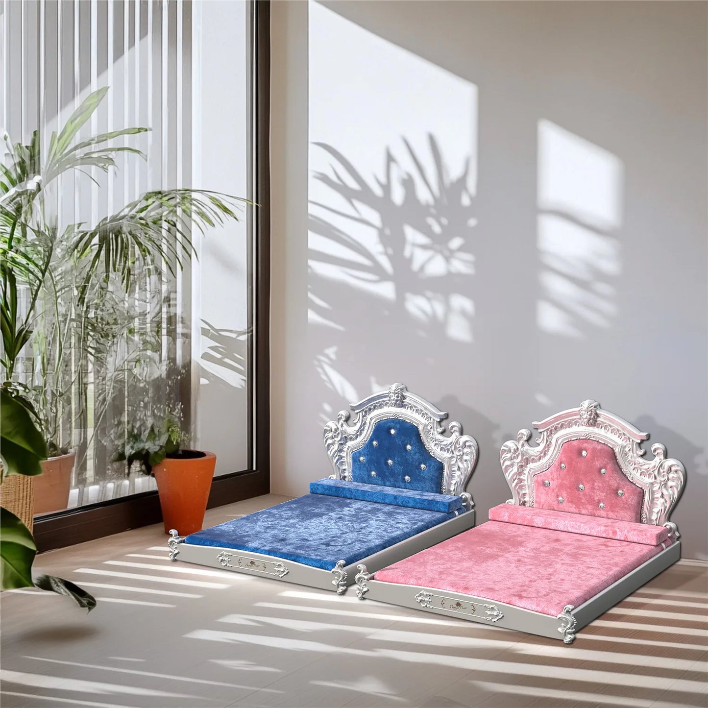 Bingopaw Dutch Velvet Luxury Pet Bed With Headboard