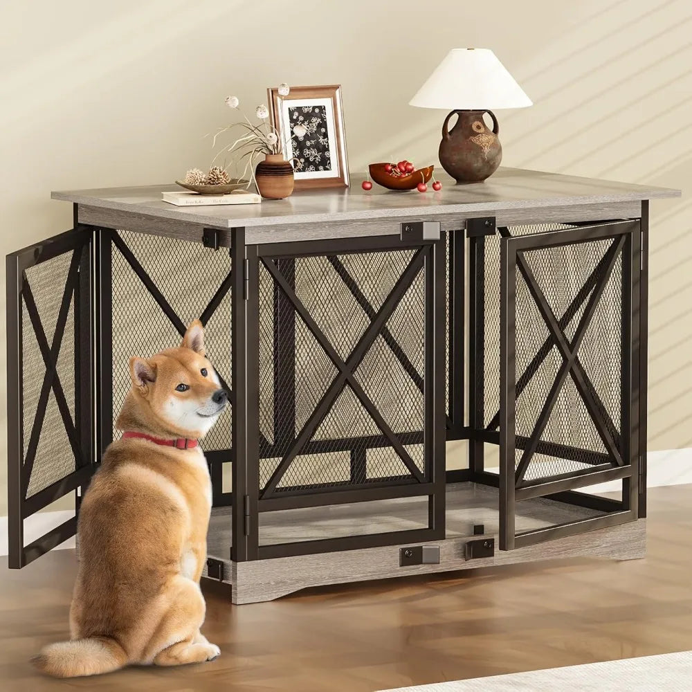 Hign-concerned Heavy Duty Dog Crate Furniture With Doors