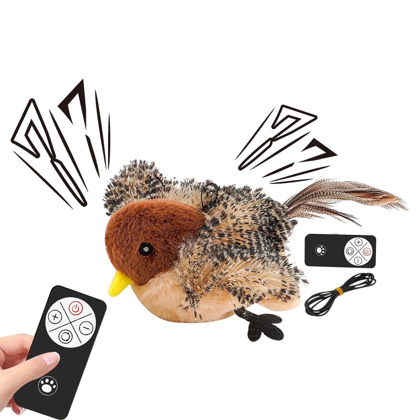 Guangdong Remote Control Chirping Bird Plush Toy For Kitten