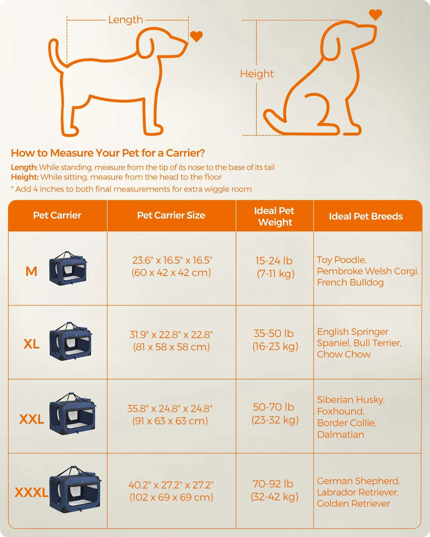 FEANDREA Collapsible Soft Dog Crate Portable Travel Kennel