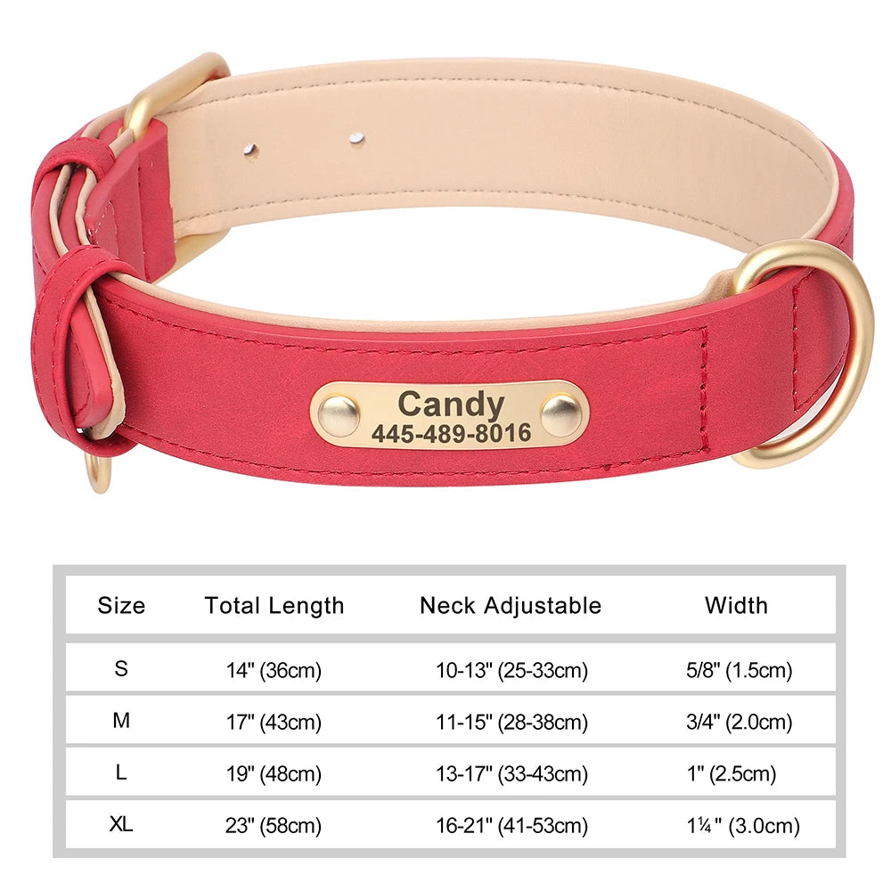 Pet Artist Personalized Engraved PU Leather Dog Collar
