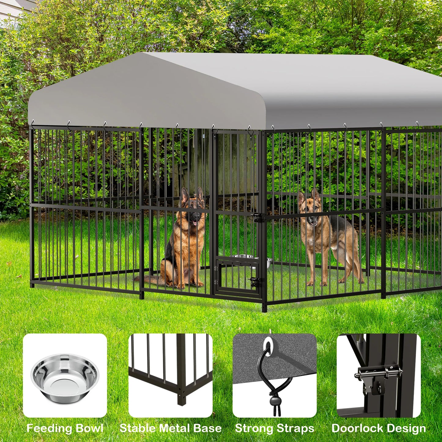 TWISTER.CKH Outdoor Heavy Duty Dog Kennel Walk In Cage