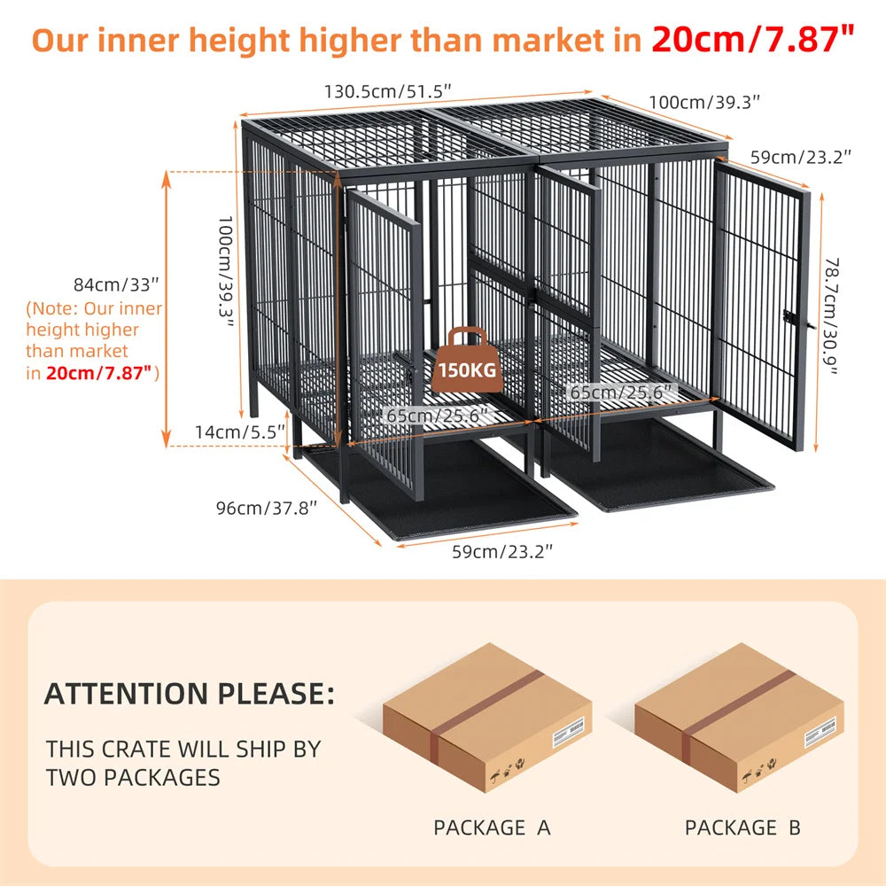 BORWARTH Heavy Duty Large Dog Crate With Divider Panel