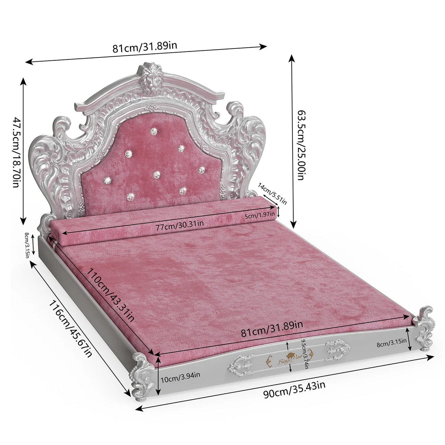 Bingopaw Dutch Velvet Luxury Pet Bed With Headboard