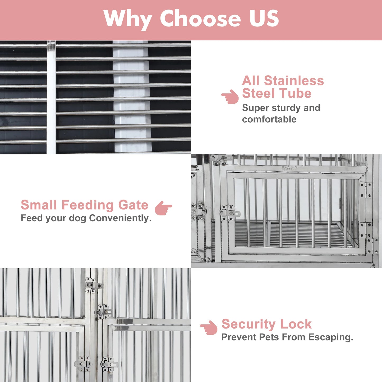 DishyKooker Stainless Steel Heavy Duty Dog Crate Wheels
