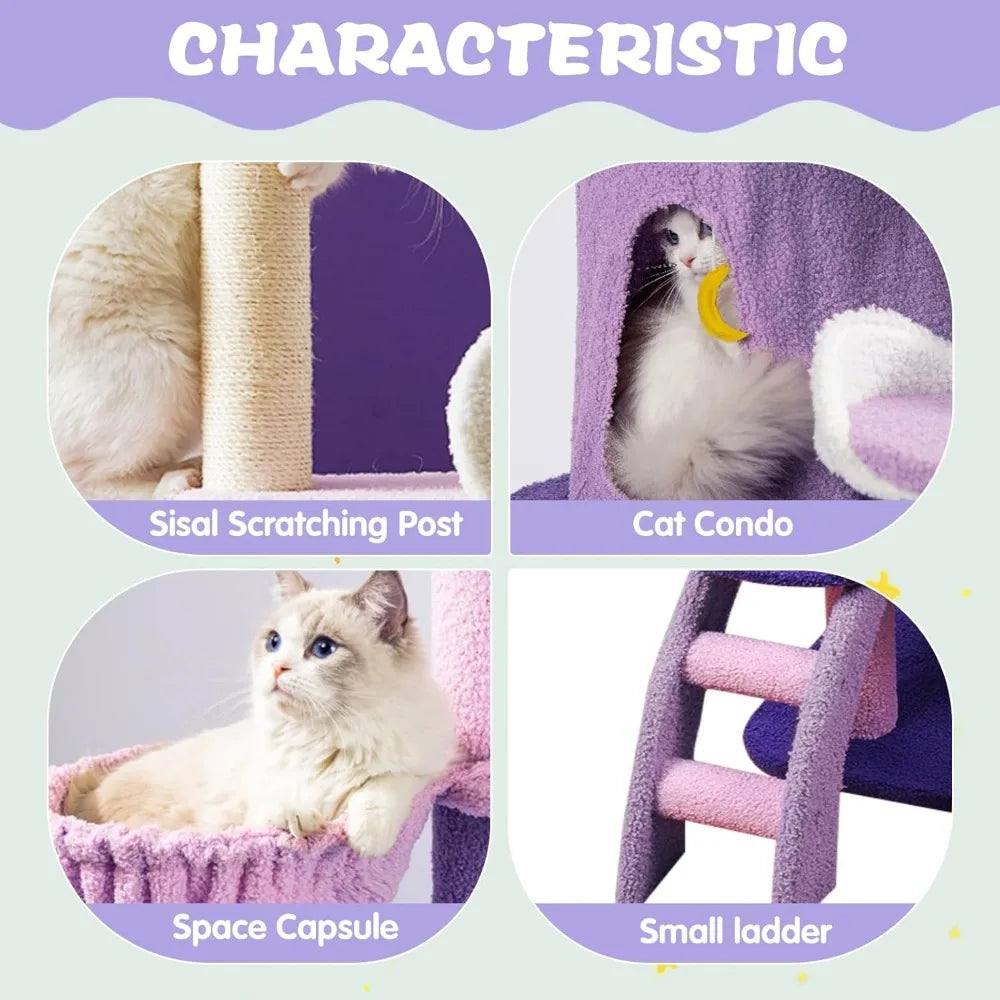 Cloud Cat Tree Indoor Cat Tower with Scratcher Hammock Condo
