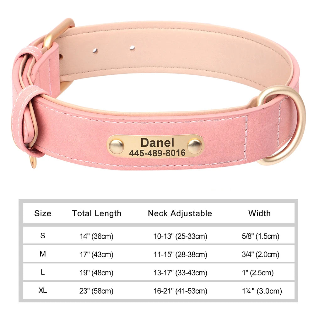Pet Artist Personalized Engraved PU Leather Dog Collar