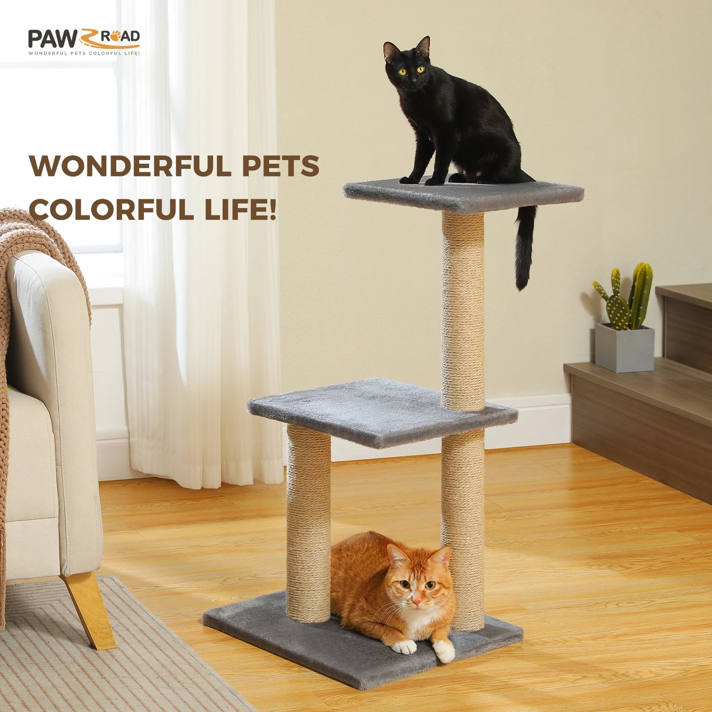 PAWZ Road Cat Tree Tower for Indoor Cats with Hammock