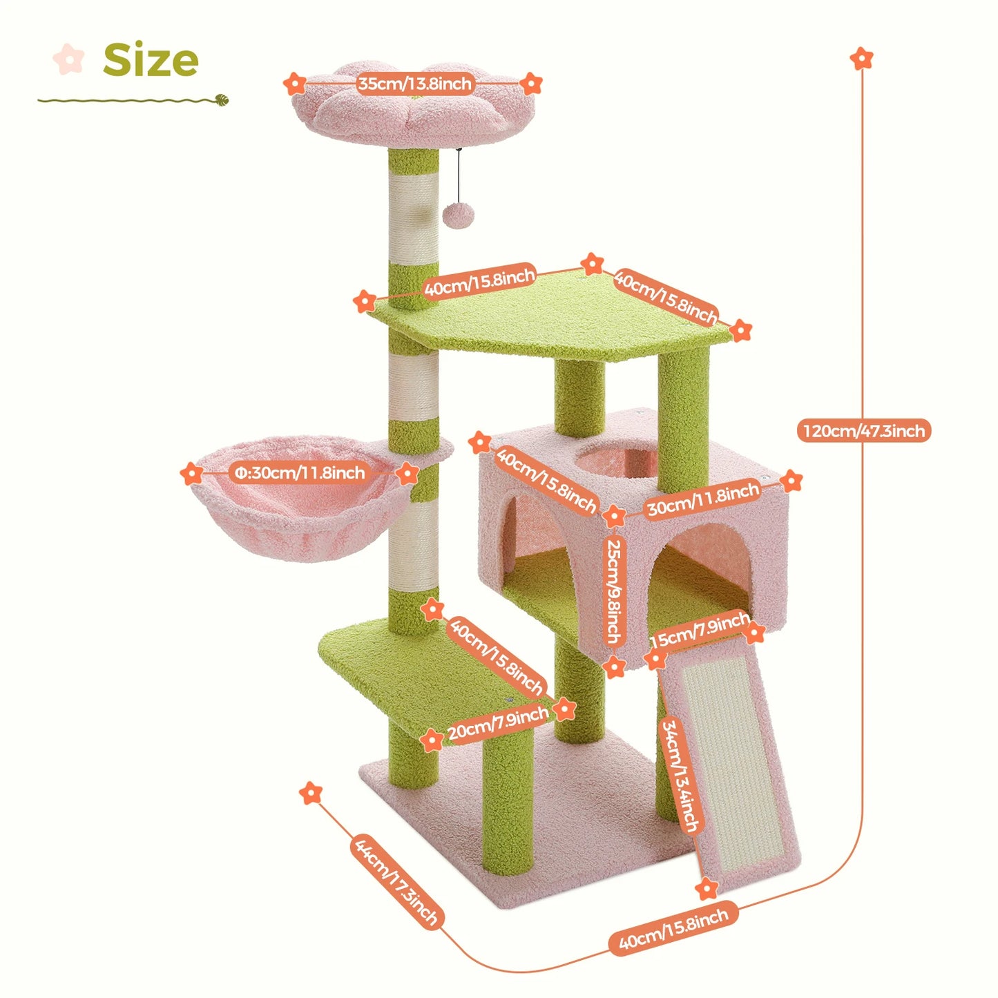 PAWZ Road 5 Level Flower Cat Tree With Sisal Posts Indoors