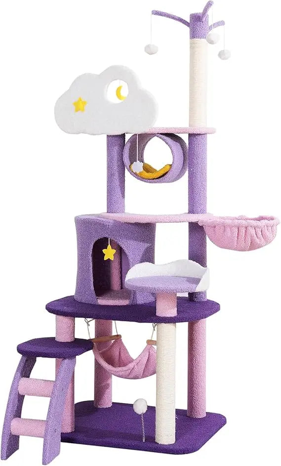 Cloud Cat Tree Indoor Cat Tower with Scratcher Hammock Condo