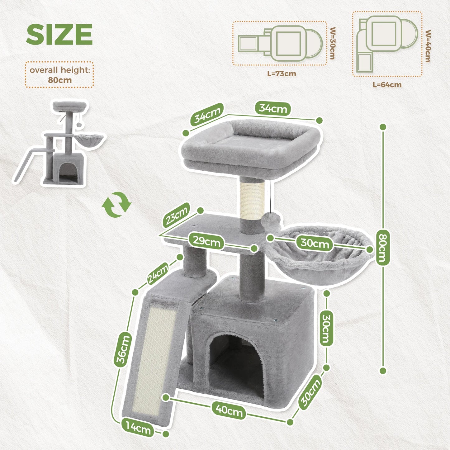PAWZ Road Cat Tree Tower for Indoor Cats with Hammock