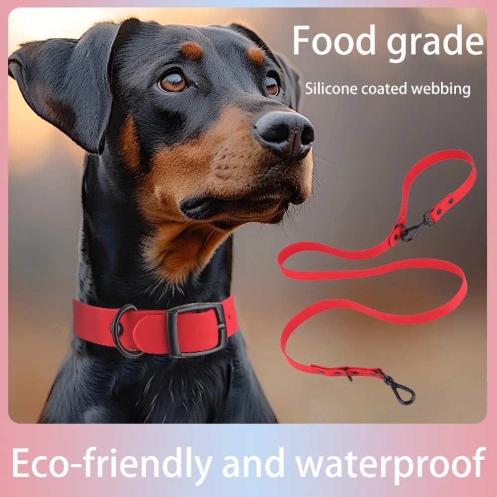 QIZHIKUAJING Silicone Pet Collar Leash Set Easy Clean