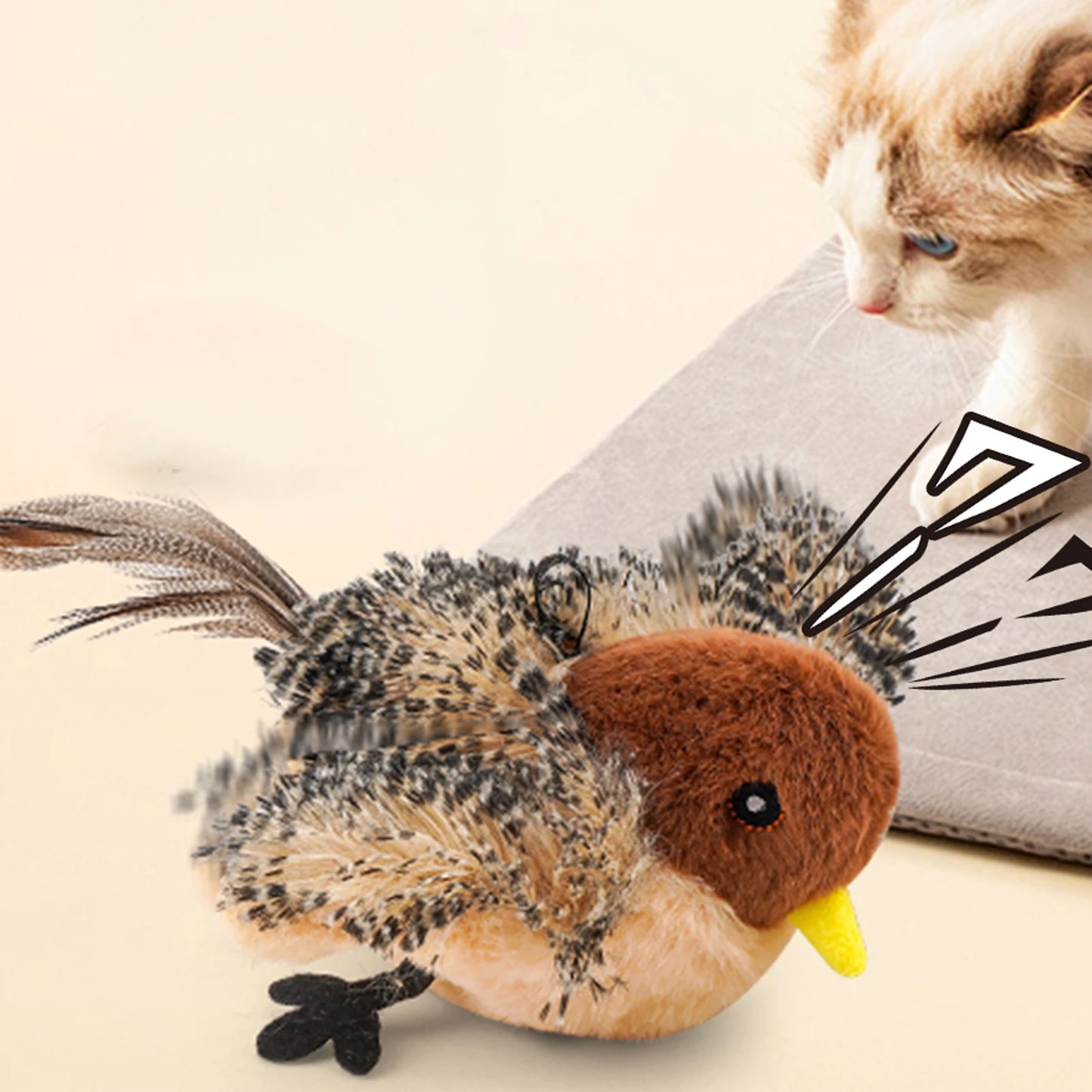 Guangdong Remote Control Chirping Bird Plush Toy For Kitten