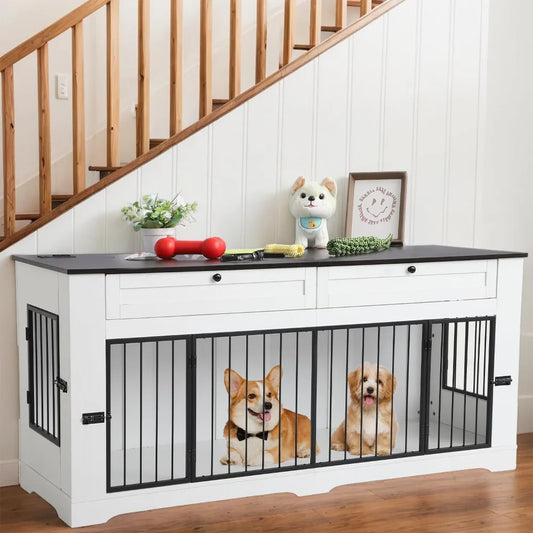Hign Concerned Large Dog Wooden Crate End Table Cage