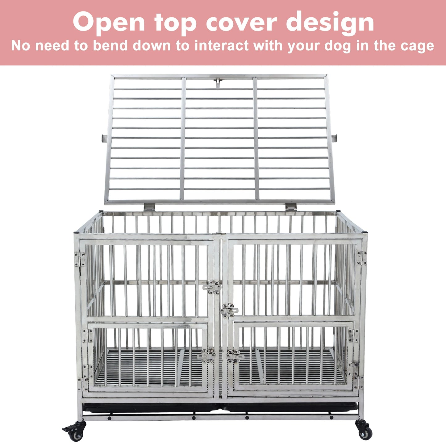 DishyKooker Stainless Steel Heavy Duty Dog Crate Wheels
