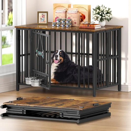 HUANZHUANG IndustrialStrength Foldable Dog Crate Furniture No Assembly Indoor Kennel