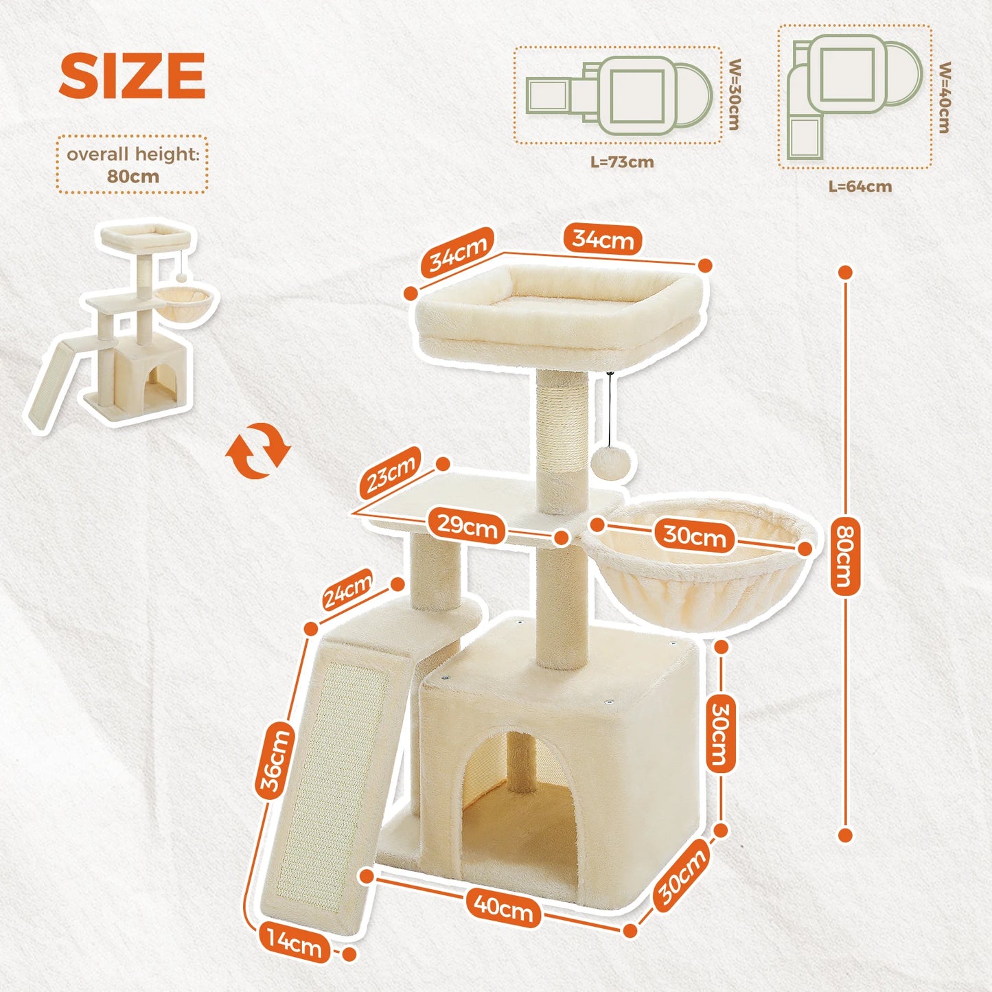 PAWZ Road Cat Tree Tower for Indoor Cats with Hammock