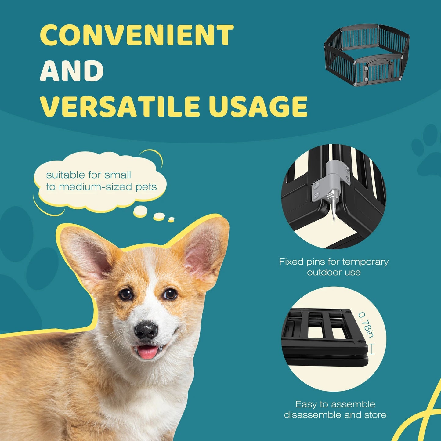 JHK Plastic Dog Playpen Durable Indoor Outdoor Fence