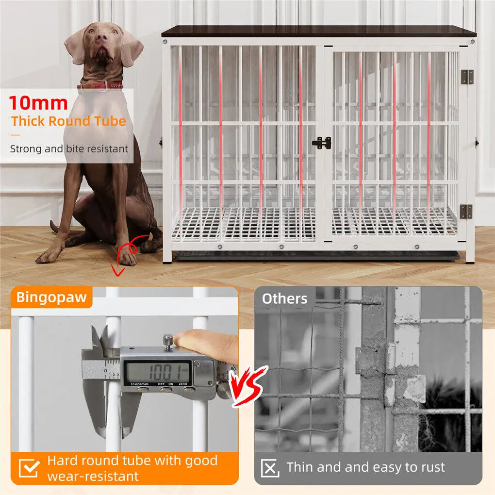 BINGOPAW Heavy Duty Dog Kennel End Table Crate With Doors