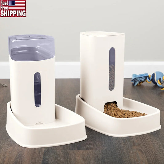 XMSJ Gravity Pet Feeder and Water Dispenser 2 Pack Kit