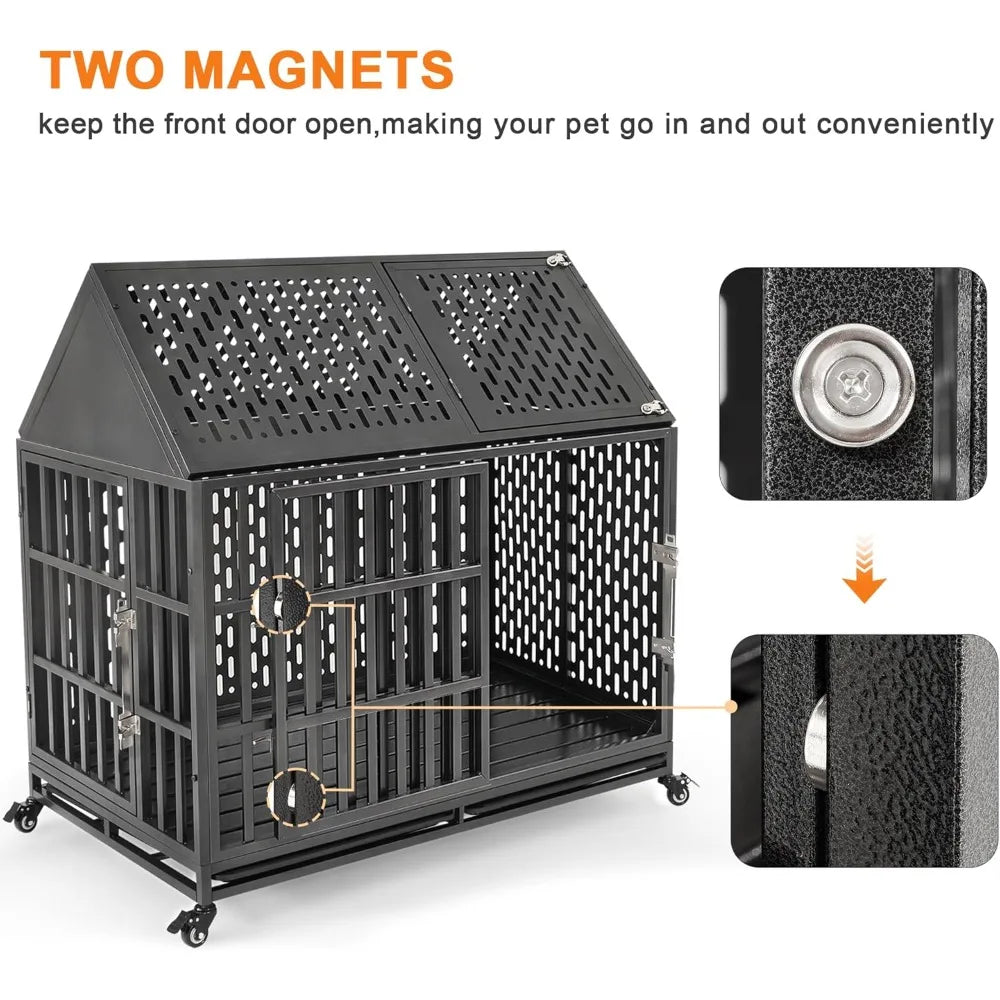 Hign-concerned Heavy Duty Dog Crate With Self Locking Latch